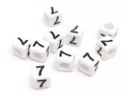 Margele acrilice cub 6x6mm - cifra 7 (10buc)