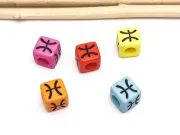 Margele acrilice cub cu semn zodiacal Pesti 7x7mm (5buc)