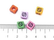 Margele acrilice cub cu semn zodiacal Rac 7x7mm (5buc)
