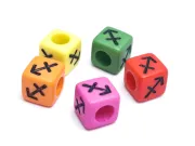 Margele acrilice cub cu semn zodiacal Sagetator 7x7mm (5buc)