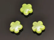 Margele de portelan floare 11.5~11x6mm verde mar