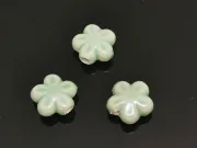 Margele de portelan floare 11.5~11x6mm verde menta