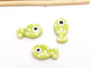 Margele de portelan pestisor 19x11x6.5mm verde mar