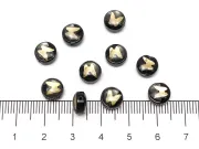 Margele de sticla lampwork cu gravura aurie in forma de fluture 8x6mm negru