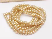 Sirag perle de sticla 4mm auriu crem pal