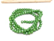 Margele cristal rondel fatetat 4x3mm verde opac lustered (sirag)