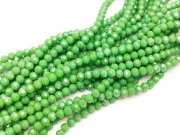 Margele cristal rondel fatetat 4x3mm verde opac lustered (sirag)