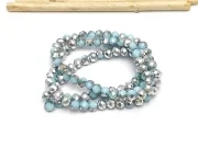 Margele cristal rondel fatetat 4x3mm albastru pal argintiu (sirag)