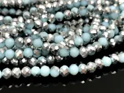 Margele cristal rondel fatetat 4x3mm albastru pal argintiu (sirag)