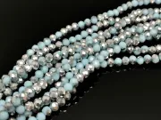 Margele cristal rondel fatetat 4x3mm albastru pal argintiu (sirag)