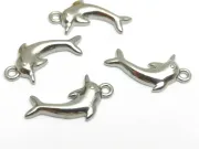 Pandantiv charm delfin din otel inoxidabil 304 - 15x18x2.5mm