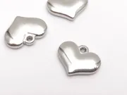Pandantiv charm inima din otel inoxidabil 304 - 15x12x3mm