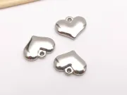 Pandantiv charm inima din otel inoxidabil 304 - 15x12x3mm