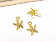 Pandantiv charm stea de mare otel inoxidabil 304 placat IP auriu 14x10x3mm