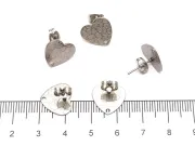 Tortite cercei otel inoxidabil 304 cu opritor inima 13x12x1mm (2buc)