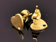 Tortite cercei otel inoxidabil 304 placat IP auriu cu opritor inima 9x8.5mm (2buc)