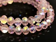 Margele cristal rondel fatetat electroplacat 6x4mm roz AB (sirag)