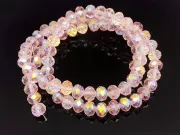 Margele cristal rondel fatetat electroplacat 6x4mm roz AB (sirag)