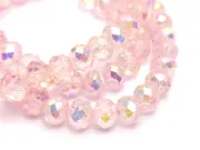 Margele cristal rondel fatetat electroplacat 6x4mm roz AB (sirag)