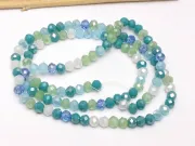 Margele cristal rondel fatetat 4x3mm mix verde albastru (sirag)