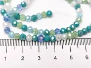 Margele cristal rondel fatetat 4x3mm mix verde albastru (sirag)