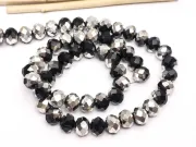 Margele cristal rondel fatetat 8x6mm negru argintiu (sirag)