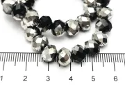 Margele cristal rondel fatetat 8x6mm negru argintiu (sirag)