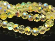 Margele cristal rondel fatetat electroplacat 6x4mm galben AB (sirag)