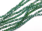 Margele cristal rotund fatetat 3~3.5mm verde padure lustered (sirag)
