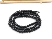 Margele cristal rotund microfatetat 3.5~4mm negru (sirag)