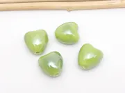 Margele de portelan inima 10x9x7mm verde