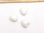 Margele de portelan inima 10x9x7mm alb