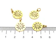 Pandantiv charm soare din otel inoxidabil 304 auriu 14x12x1mm