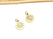 Pandantiv charm soare din otel inoxidabil 304 auriu 14x12x1mm