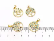 Charm copacul vietii din cubic zirconia 18x15mm auriu
