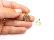 Charm copacul vietii din cubic zirconia 18x15mm auriu