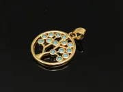Charm copacul vietii din cubic zirconia 18x15mm auriu