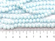 Margele cristal rondel fatetat 6x4mm albastru celest opac lustered (sirag)