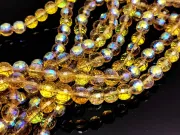 Margele cristal rotund micofatetat electroplacat 7.5~8mm auriu AB (sirag)