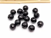 Margele acrilice fatetate 10mm negru (50buc)