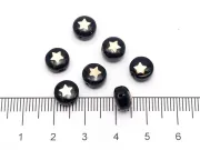Margele de sticla lampwork cu gravura aurie in forma de stea 8x6mm negru