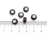 Margele de sticla lampwork cu gravura argintiu in forma de copacul vietii  8x6mm negru