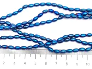 Margele sticla ovale 6x3.5mm albastru metalic (sirag)
