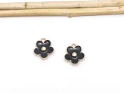 Charm auriu floare 13x11.5mm negru