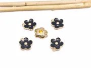 Charm auriu floare 13x11.5mm negru