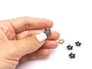 Charm auriu floare 13x11.5mm negru