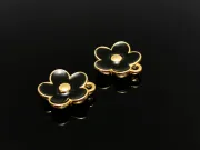Charm auriu floare 13x11.5mm negru