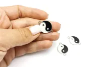 Link argintiu yin yang 24x17mm