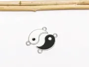 Link argintiu set yin yang 22x10mm