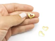 Pandantiv charm inima otel inoxidabil 304 placat IP auriu 15x13x1mm